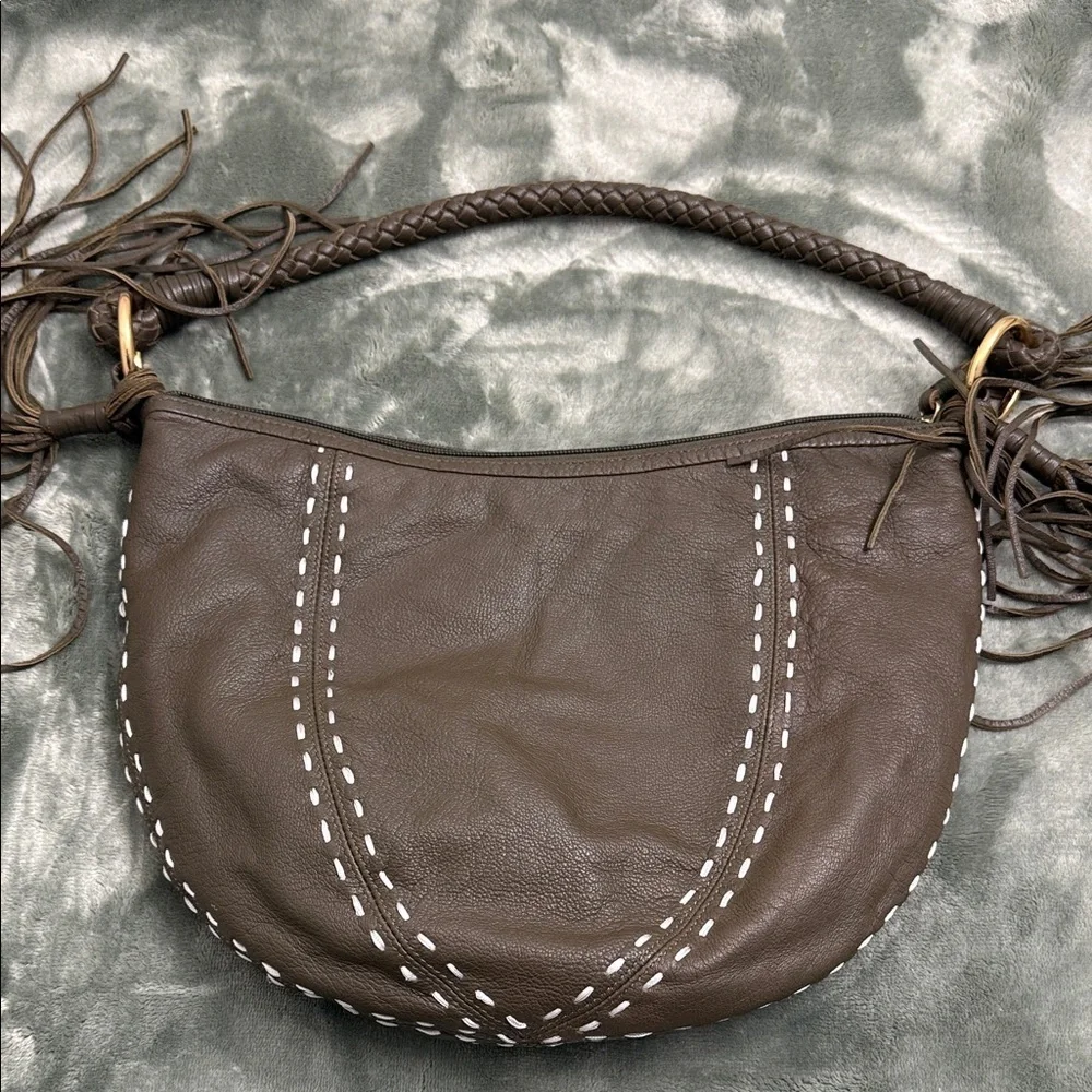 Elegant Dark geen Hobo Bag with Fringe